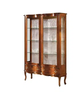 Luxusní a stylové vitríny Estila Luxusní rustikální dvoudveřová vitrína Clasica se dvěma šuplíky s barokním zdobením 170 cm