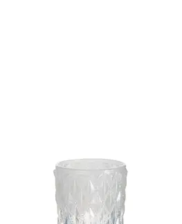 Svícny Skleněný svícen Chuck s bílou patinou L - 6*6*9 cm J-Line by Jolipa 65216