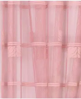 Metráž Hotová žakárová záclona s řasící stuhou, Mirka, růžová, 300 x 150 cm