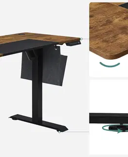 Psací stoly SONGMICS Psací stůl Vasagle Foral elektricky nastavitelný 120 cm hnědý