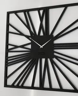 Nástěnné hodiny Fenomenální hranaté hodiny v luxusní černé barvě 80 cm