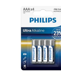 Baterie primární Philips Philips LR03E4B/10 - 4 ks Alkalická baterie AAA ULTRA ALKALINE 1,5V 1250mAh 