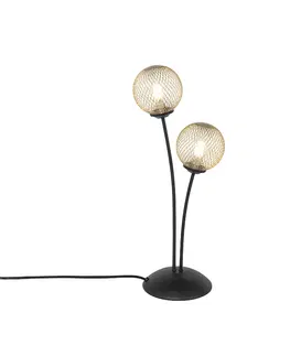 Stolni lampy Moderní stolní lampa černá se zlatými 2 světly - Athens Wire