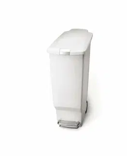 Odpadkové koše Pedálový odpadkový koš Simplehuman – 40 l, úzký, bílý plast