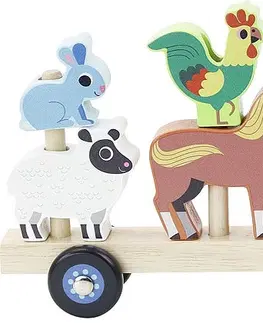 Dřevěné hračky Vilac Dřevěný traktor se zvířátky na nasazování Zetor vícebarevný