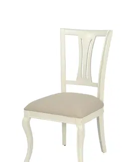 Luxusní jídelní židle Estila Luxusní provence jídelní židle Deliciosa v bílé barvě s čalouněním 100cm