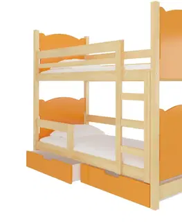 Postele ArtAdrk Dětská patrová postel MARABA Barva: borovice / oranžová