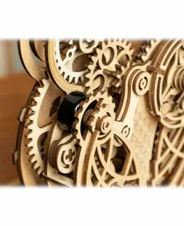 Dřevěné hračky RoboTime 3D dřevěné mechanické puzzle Soví hodiny