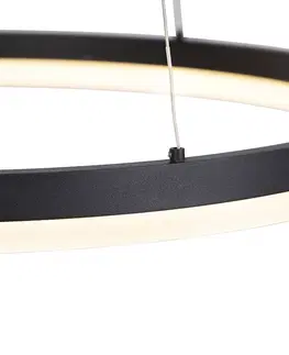 Zavesna svitidla Designové kruhové závěsné svítidlo černé 60cm včetně LED a stmívače - Anello