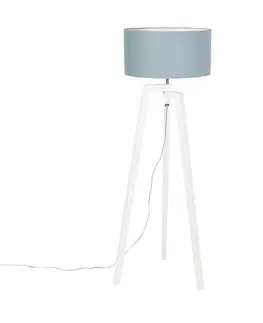 Stojaci lampy Stojací lampa stativ bílé dřevo s minerálním odstínem 50 cm - Puros