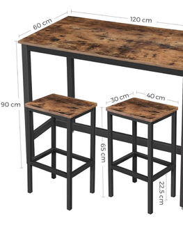 Jídelní sety Stůl NEJBY WILL se dvěma stoličkami, ořech/černá