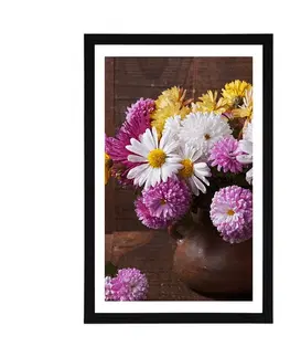 Květiny Plakát s paspartou zátiší s podzimními chryzantémy