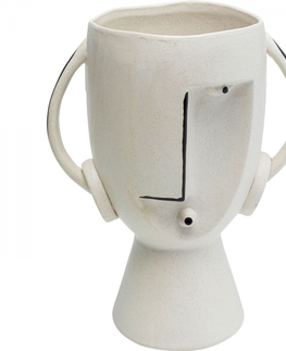 Kameninové vázy KARE Design Bílá kameninová váza Face Pot 30cm