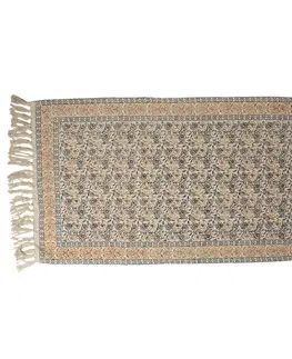 Koberce a koberečky Bavlněný koberec s květinovými ornamenty a třásněmi - 70*120 cm Clayre & Eef KT080.042