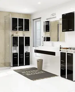 Koupelnový nábytek Ak furniture Koupelnová skříňka Fin 30 cm bílá/černá lesk