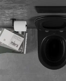 Záchody MEXEN Lena Závěsná WC mísa včetně sedátka s slow-slim, duroplast, černá mat / stríbrný vzor 30224072