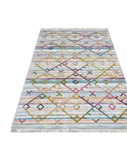 Skandinávské koberce Luxusní krémově bílý koberec s barevným vzorem Šířka: 120 cm | Délka: 180 cm