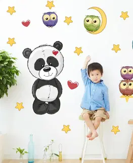 Samolepky na zeď Dětské samolepky na zeď - Panda a sovičky