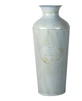 Dekorativní vázy Modrá plechová dekorační váza s patinou Lyon - Ø 22*47 cm Clayre & Eef 6Y4624