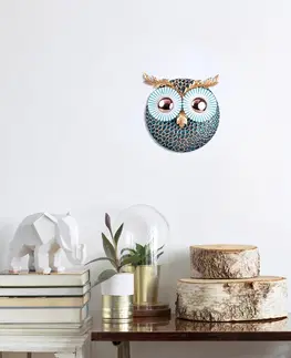 Bytové doplňky a dekorace Wallity Nástěnná kovová dekorace OWL II modrá/měděná