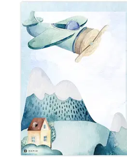 Obrazy do dětského pokoje Letadlo nad horami - obraz na stěnu