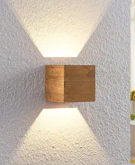 Nástěnná svítidla Lindby Lindby Benicio dřevěné LED nástěnné světlo, 11cm