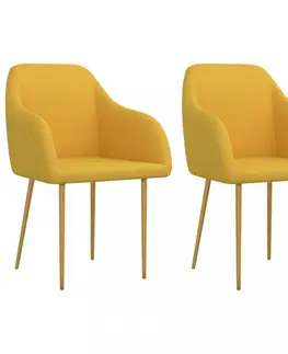 Jídelní sety Jídelní židle 2 ks samet / kov Dekorhome Žlutá