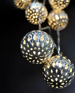 Vánoční dekorace Solight Světelný LED řetěz s 10 stříbrnými koulemi, 1 m, studená bílá