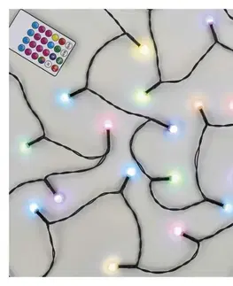 LED řetězy EMOS LED vánoční cherry řetěz – kuličky, 10 m, RGB, ovladač, programy, časovač D5AA01