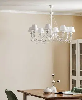 Lustry Domiluce Bona - bílý lustr s textilními stínítky