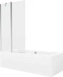 Vany MEXEN/S Cube obdélníková vana 170 x 80 cm s panelem + vanová zástěna 100 cm, transparent, chrom 550517080X9410110100