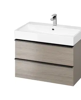 Koupelnový nábytek CERSANIT Umyvadlová skříňka VIRGO 80 šedý dub s černými úchyty S522-029