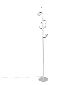 Stojaci lampy Designová stojací lampa stříbrná včetně LED a stmívače - Krisscross