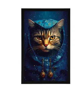Vládci živočišné říše Plakát modro-zlatá kočka