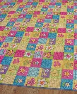 Koberce a koberečky Dywany Lusczow Dětský koberec Butterfly & Flowers růžový, velikost 100x150