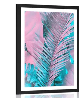 Příroda Plakát s paspartou palmové listy v neobyčejných neonových barvách