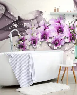 Samolepící tapety Samolepící tapeta fialové květiny na abstraktním pozadí
