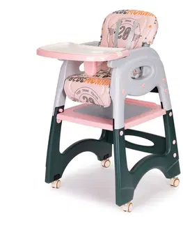 Jídelní židličky Dětská jídelní židle Ecotoys 2v1 šedivo-růžová