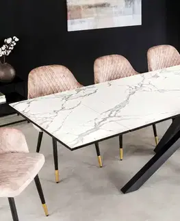Jídelní stoly LuxD Roztahovací keramický stůl Paquita 180-220-260 cm bílý mramor