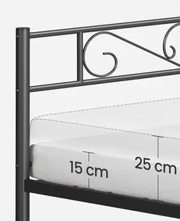 Postele SONGMICS Kovový rám postele 190x140 cm Vasagle Dramatico černý