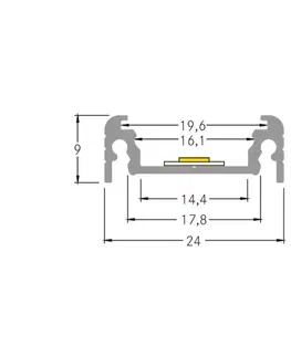 LED profily BRUMBERG Montážní profil BRUMBERG výška 9 mm délka 1 m černý