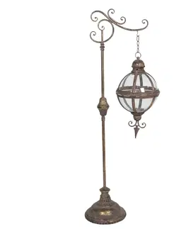 Zahradní lampy Kulatá lucerna na ozdobném stojanu Lion - 40*26*123 cm Clayre & Eef 5Y0730