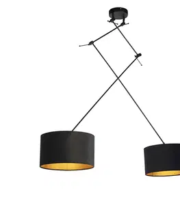 Zavesna svitidla Závěsná lampa se sametovými odstíny černé se zlatem 35 cm - Blitz II černá