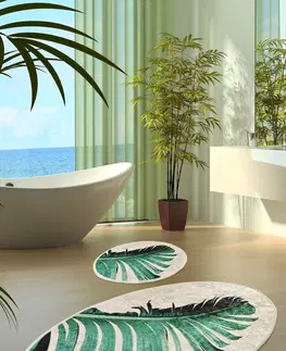 Koupelnové předložky L'essentiel Sada 2 kusů koupelnových předložek Floret béžová/zelená