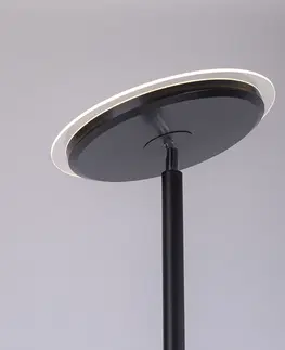 Stojaci lampy Stojací lampa černá včetně LED s dotykovým stmívačem a čtecím ramenem - Hanz