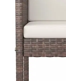 Barové židle Zahradní barový set s poduškami 3 ks látka / polyratan Dekorhome Hnědá