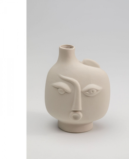 Keramické vázy KARE Design Bílá keramická váza Spherical Face - levá, 16cm