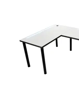 Herní stoly Expedo Počítačový rohový stůl LOOK N s LED, 200/135x73-76x65, černá, levý