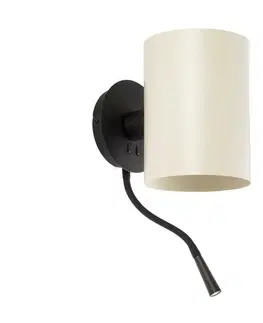 Moderní nástěnná svítidla FARO GUADALUPE nástěnná lampa, černá/béžová, se čtecí lampičkou