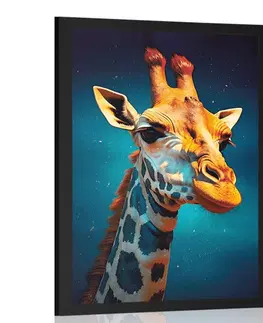 Vládci živočišné říše Plakát modro-zlatá žirafa